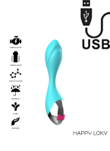 Yoxo Sexy Shop - Mini Fun - Vibratore in Silicone 19,5 x 4 cm. Azzurro Ricaricabile