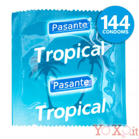 PASANTE - Profilattici con Serbatoio alla Frutta Tropicale 144 pezzi