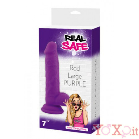 Fallo Realistico Morbido e Flessibile Real Safe Rod in Puro Silicone Viola 18,5 X 4 cm.
