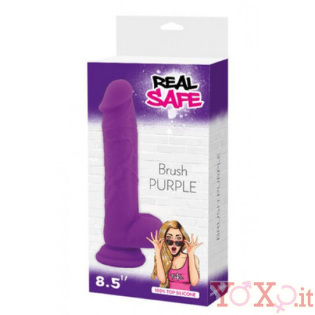 Fallo Realistico Morbido e Flessibile Real Safe Brush in Puro Silicone Viola 21 x 4,3 cm.