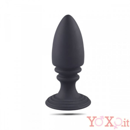 Cuneo Anale in Puro Silicone Nero con Rilievi 12 x 4,5 cm.