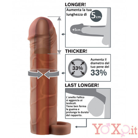Guaina Fallica ingrossa Pene con Aggancio per Testicoli +5 cm. Africano