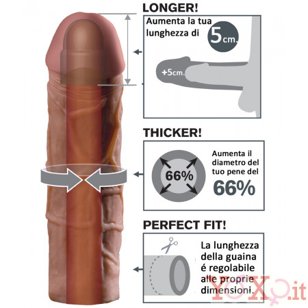 Guaina Fallica MEGA 2 (+5cm Lunghezza) e (+2 cm. Diametro) in FantaFlesh Africano