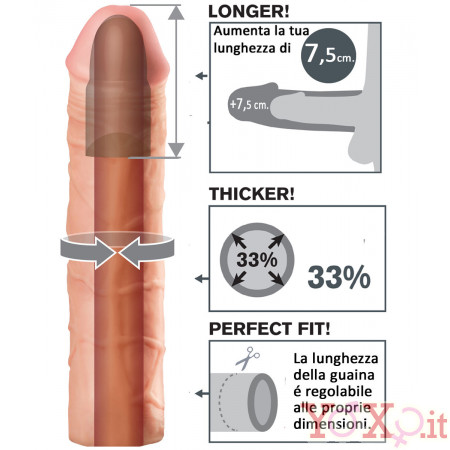 Guaina Fallica PERFECT3 (+7,5cm Lunghezza) e (+1 cm. Diametro) in FantaFlesh