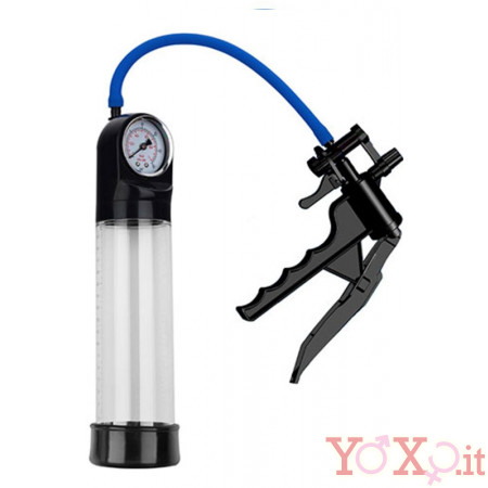 Sviluppatore Pene a Pompa Pressure Touch Gun con Manometro 21,5 X 6,35 cm.