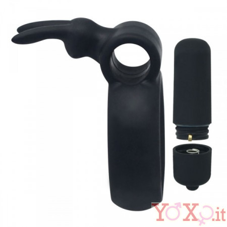 Anello Fallico Vibrante Timeless Vibring Nero 4 cm.