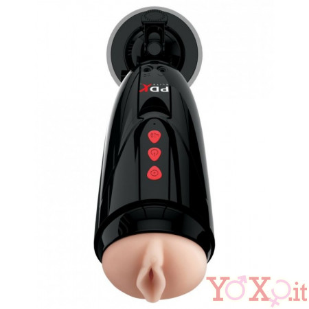 Masturbatore Vibrante a Forma di Vagina con Suoni e Ventosa Ricaricabile USB