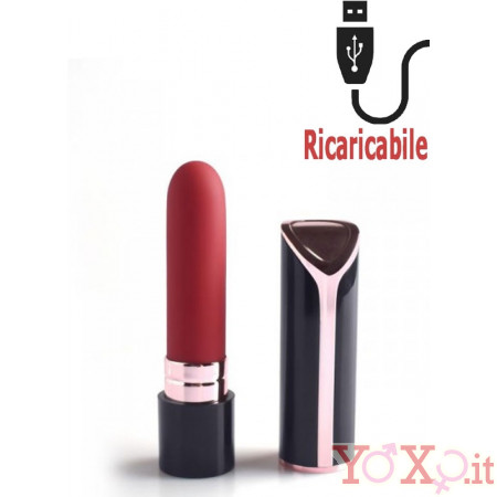 Mini Vibratore Forma di Rossetto Ricaricabile  USB 11 x 2 cm.