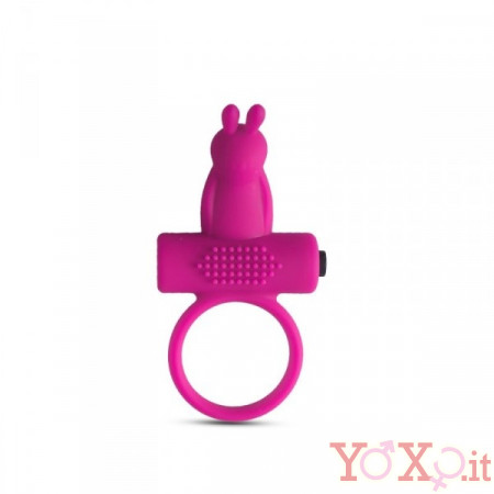 Anello Fallico Vibrante in Puro Silicone Rosa con Rabbit