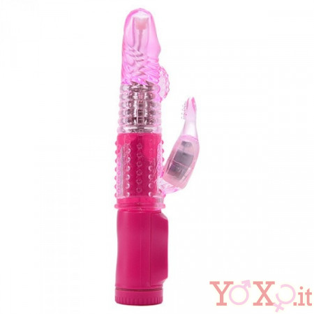 Vibratore Rabbit Heart Rotante con Perle Stimolanti 21 X 3,5 cm.