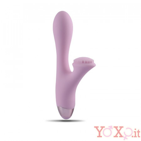 Vibratore con Stimolatore Clitoride Ricaricabile USB in Puro Silicone 19 x 3,3 cm.