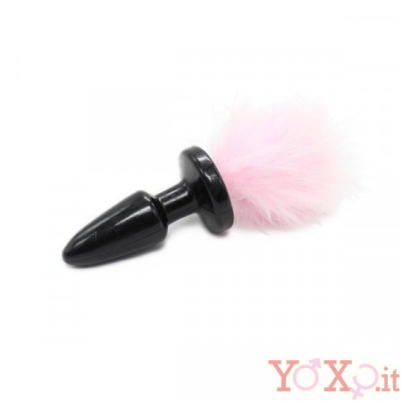 Cuneo Anale in Silicone con Coda da Coniglio Rosa 6,5 x 3,5 cm.