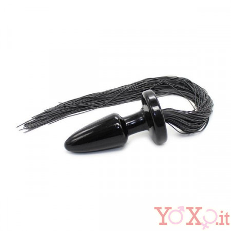 Cuneo Anale con Coda-Frustino Nero 7 x 3,5 cm.
