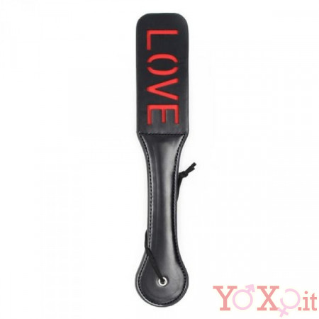 Sculacciatore Doppio in Ecopelle Nero con Scritta Love