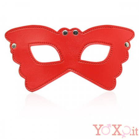 Maschera Rossa da Farfalla con Borchie Metalliche