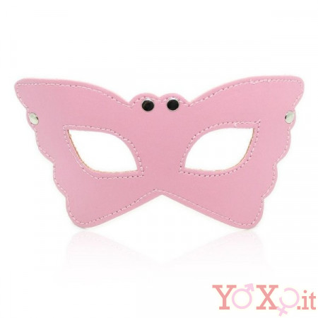 Maschera Rosa da Farfalla con Borchie Metalliche