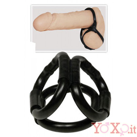 Cockring Cockcage Anello Fallico Triplo per Pene e Testicoli