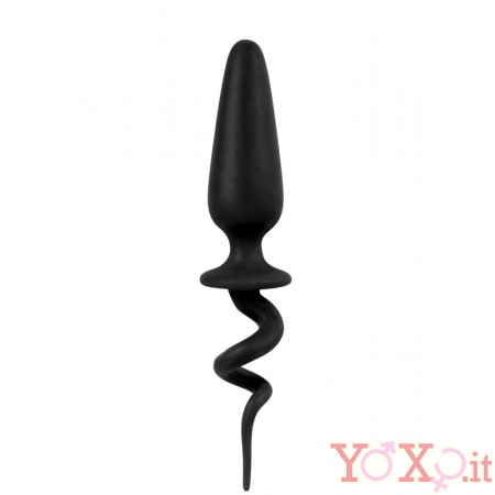 Cuneo Anale con Coda Arricciata in Puro Silicone 15,5 X 2,5 cm.
