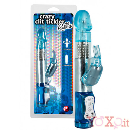 Vibratore Rabbit Crazy Clit Tickler con Testa e Perle Rotanti 21 X 3 cm.