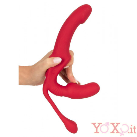 Strap On senza lacci Triple Teaser con Triplo Vibratore, Ricaricabile USB con Telecomando