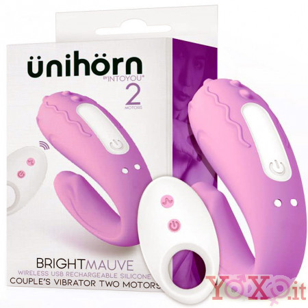 Omaggio Vibratore per Coppia Doppio Motore Wireless 8,6 x 3,2 cm. in Silicone Lilla Ricaricabile USB