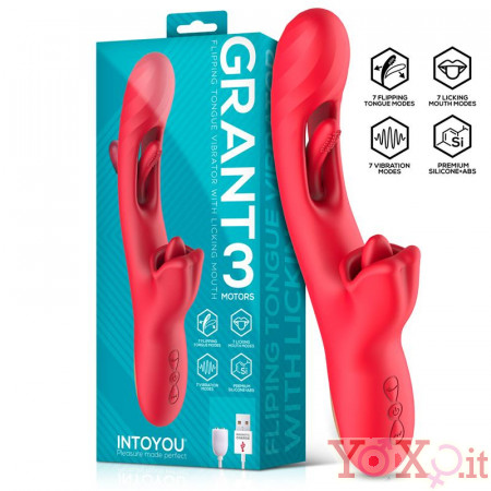 Vibratore Rabbit Grant con Vibrazione, Rotazione e Leccamento Ricaricabile USB