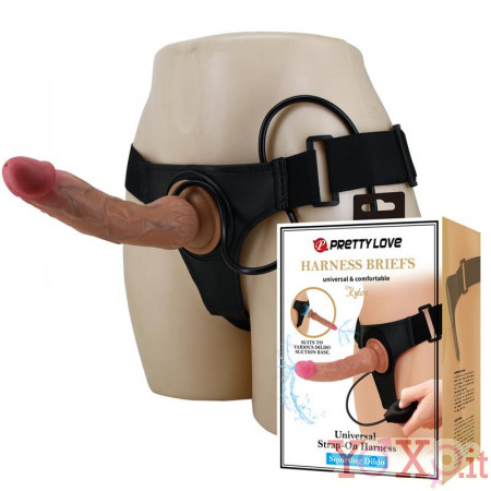 Imbragatura Strap On per Donna Con Dildo Realistico Eiaculante Kyton 20,5x4 cm