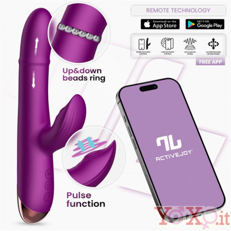 Vibratore Rabbit Perline in Movimento, Vibrazione e Pulsazione APP Ricaricabile USB