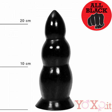 ALL BLACK Cuneo Anale Triplo a Dilatazione Progressiva 23 x 8 cm.