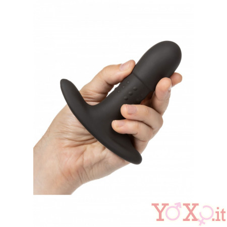 Cuneo Anale da Passeggio in Puro Silicone Nero con Doppio Motore Ricaricabile USB 10 x 3 cm.