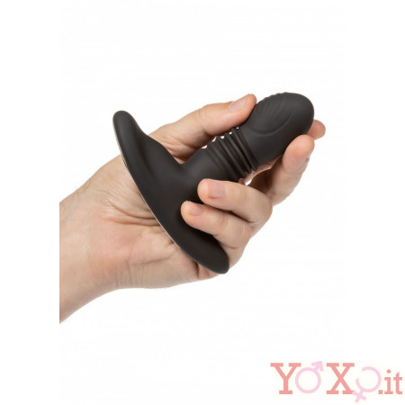 Cuneo Anale da Passeggio in Puro Silicone Nero con Effetto Spinta Ricaricabile USB 9,5 x 3 cm.