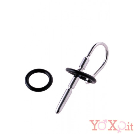 Stimolatore uretra in acciaio e silicone 8 x 0,8 cm.