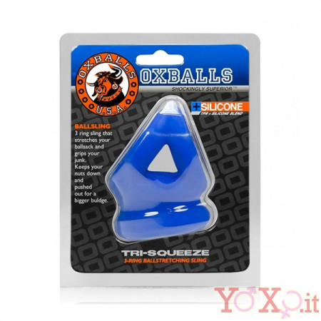 OXBALLS - CockSling Tri-Squeeze in Puro Silicone Elastico - Cobalt Blue Ice