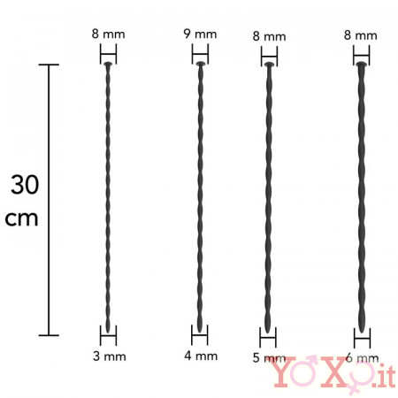 Set 4 Dilatatori Uretra in Silicone 30 x 3, 4, 5, e 6 mm
