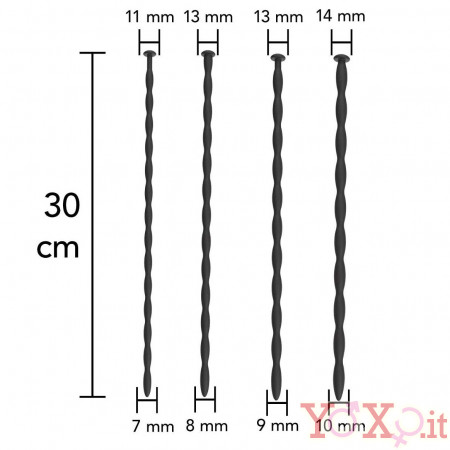 Set 4 Dilatatori Uretra in Silicone 7, 8, 9, e 10 mm
