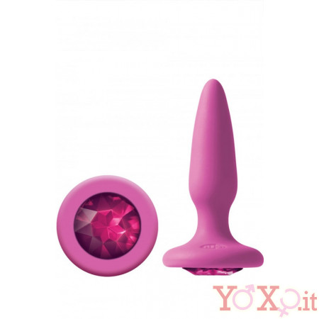 Cuneo Anale in Puro Silicone con Gemma Fucsia 8 X 3 cm. Rosa