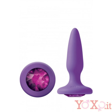 Cuneo Anale in Puro Silicone con Gemma Fucsia 8 X 3 cm. Viola