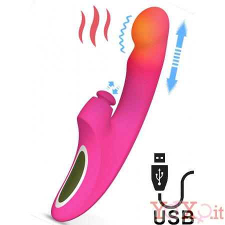 Vibratore Rabbit Enles con Spinta, Riscaldamento e Vibrazione Ricaricabile USB
