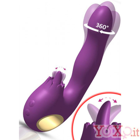 Vibratore Rabbit con Oscillazione a 360º e Lecca Clitoride Toka Ricaricabile USB 