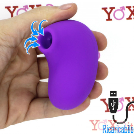 Stimolatore clitoride impermeabile pulsante ed aspirante ricaricabile USB in silicone viola