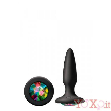 Plug Anale Con Gemma Arcobaleno 7,5 x 2,1 cm.