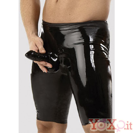 Pantaloni In Latex - Lattice Nero Con Guaina Fallica