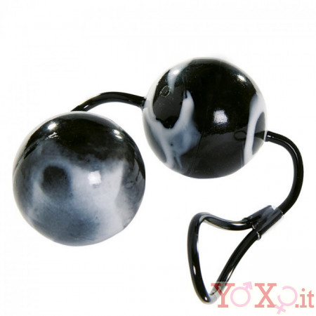 Omaggio Sfere Vaginali o Anali Vibranti MORBIDE (laccetto in gomma) Diam. 3,5 cm. Nero