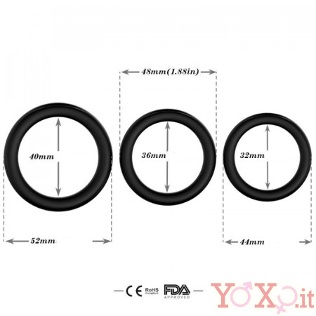 Set di 3 Cockring in Silicone (brillano al buio)