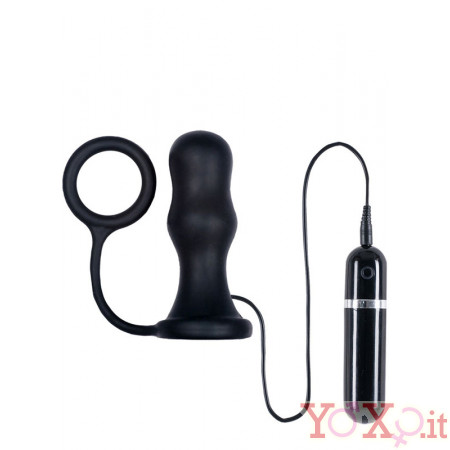 COCKRING per Pene con Plug Anale Vibrante IN PURO SILICONE 11 X 4 cm.