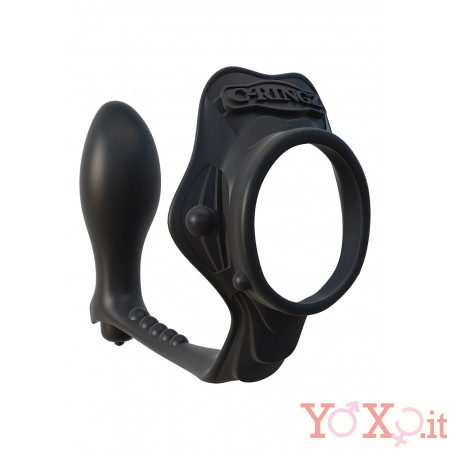 Anello Fallico Vibrante con Stimolatore Prostata e Perineo C-RINGZ Puro Silicone