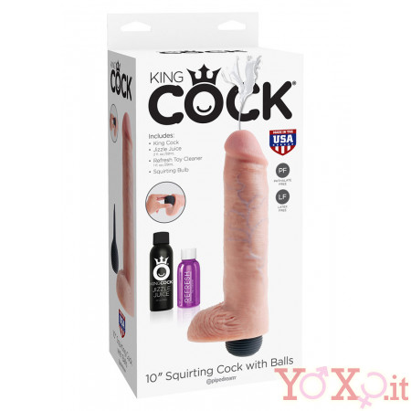 KING COCK 10 Fallo Ultra Realistico Eiaculante 25 x 5,5 cm. Flacone di Sperma incluso