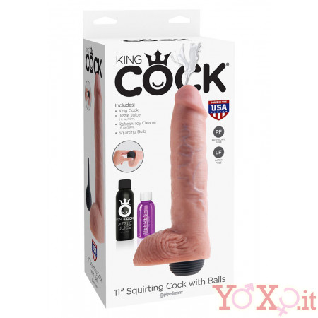 KING COCK 11 Fallo Ultra Realistico Eiaculante 27 x 6,5 cm. Flacone di Sperma incluso