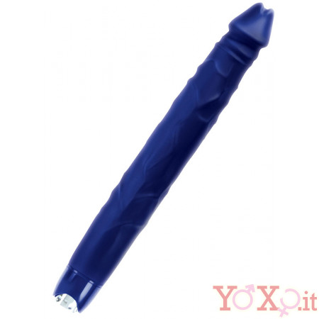 Vibratore Realistico Impermeabile con 2 motori 34 x 4,5 cm. Blu