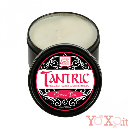 Candela da Massaggio TANTRIC con Feromoni al thè verde - Durata 40 ore